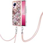 For Xiaomi 13 Lite 5G Electroplating IMD TPU Phone Case with Lanyard(Pink Scales)