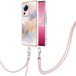 For Xiaomi 13 Lite 5G Electroplating IMD TPU Phone Case with Lanyard(White Marble)