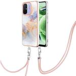 For Xiaomi Redmi 12C/11A 4G Global Electroplating IMD TPU Phone Case with Lanyard(White Marble)