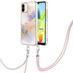 For Xiaomi Redmi A1 Electroplating IMD TPU Phone Case with Lanyard(White Marble)