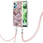 For Xiaomi Redmi Note 12 5G Global/Note 12 5G China Electroplating IMD TPU Phone Case with Lanyard(Pink Scales)