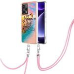 For Xiaomi Poco F5 5G / Redmi Note 12 Turbo Electroplating IMD TPU Phone Case with Lanyard(Dream Butterfly)