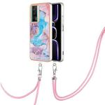 For Xiaomi Poco F5 Pro 5G / Redmi K60 Electroplating IMD TPU Phone Case with Lanyard(Blue Marble)
