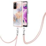 For Xiaomi Redmi Note 12S 4G Electroplating IMD TPU Phone Case with Lanyard(White Marble)