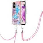 For Xiaomi Redmi Note 12S 4G Electroplating IMD TPU Phone Case with Lanyard(Blue Marble)