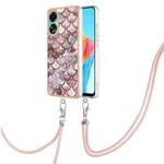 For Xiaomi 13T/13T Pro Electroplating IMD TPU Phone Case with Lanyard(Pink Scales)