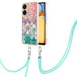 For Xiaomi Redmi 13C 4G Electroplating IMD TPU Phone Case with Lanyard(Colorful Scales)