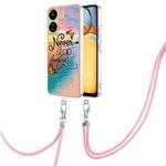 For Xiaomi Redmi 13C 4G Electroplating IMD TPU Phone Case with Lanyard(Dream Butterfly)