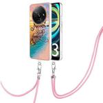 For Xiaomi Redmi A3 Electroplating IMD TPU Phone Case with Lanyard(Dream Butterfly)