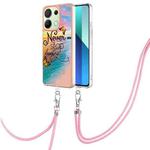 For Xiaomi Redmi Note 13 4G Global Electroplating IMD TPU Phone Case with Lanyard(Dream Butterfly)