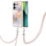 For Xiaomi Redmi Note 13 Pro 5G Global Electroplating IMD TPU Phone Case with Lanyard(White Marble)