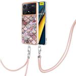 For Xiaomi Redmi K70E Electroplating IMD TPU Phone Case with Lanyard(Pink Scales)