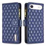 For iPhone 17 Air Diamond Lattice Zipper Wallet Leather Flip Phone Case(Blue)