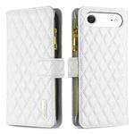 For iPhone 17 Air Diamond Lattice Zipper Wallet Leather Flip Phone Case(White)