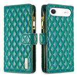 For iPhone 17 Air Diamond Lattice Zipper Wallet Leather Flip Phone Case(Green)