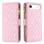 For iPhone 17 Air Diamond Lattice Zipper Wallet Leather Flip Phone Case(Pink)