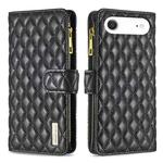 For iPhone 17 Air Diamond Lattice Zipper Wallet Leather Flip Phone Case(Black)