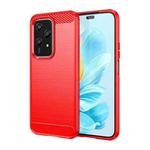 For Honor 200 Lite 5G Brushed Texture Carbon Fiber TPU Phone Case(Red)