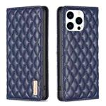 For iPhone 15 Pro Diamond Lattice Magnetic Leather Flip Phone Case(Blue)