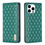 For iPhone 16 Pro Max Diamond Lattice Magnetic Leather Flip Phone Case(Green)