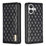 For iPhone 17 Diamond Lattice Magnetic Leather Flip Phone Case(Black)