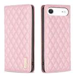 For iPhone 17 Air Diamond Lattice Magnetic Leather Flip Phone Case(Pink)