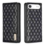 For iPhone 17 Air Diamond Lattice Magnetic Leather Flip Phone Case(Black)