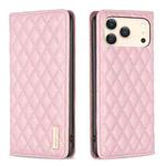 For iPhone 17 Pro Diamond Lattice Magnetic Leather Flip Phone Case(Pink)