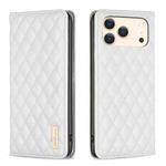 For iPhone 17 Pro Max Diamond Lattice Magnetic Leather Flip Phone Case(White)