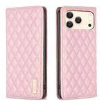 For iPhone 17 Pro Max Diamond Lattice Magnetic Leather Flip Phone Case(Pink)