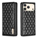 For iPhone 17 Pro Max Diamond Lattice Magnetic Leather Flip Phone Case(Black)