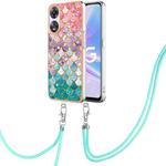 For OPPO A78 / A58 Electroplating IMD TPU Phone Case with Lanyard(Colorful Scales)