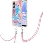 For OPPO A78 / A58 Electroplating IMD TPU Phone Case with Lanyard(Blue Marble)