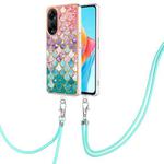 For OPPO A98 Electroplating IMD TPU Phone Case with Lanyard(Colorful Scales)
