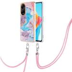 For OPPO A98 Electroplating IMD TPU Phone Case with Lanyard(Blue Marble)