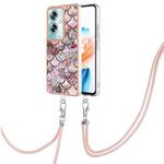 For OPPO A79 5G Global Electroplating IMD TPU Phone Case with Lanyard(Pink Scales)