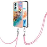 For OPPO A79 5G Global Electroplating IMD TPU Phone Case with Lanyard(Dream Butterfly)