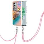 For OPPO Reno11 Pro 5G Global Electroplating IMD TPU Phone Case with Lanyard(Dream Butterfly)