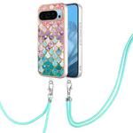 For Google Pixel 9 Electroplating IMD TPU Phone Case with Lanyard(Colorful Scales)