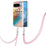 For Google Pixel 9 Electroplating IMD TPU Phone Case with Lanyard(Dream Butterfly)