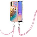 For Samsung Galaxy A05 Electroplating IMD TPU Phone Case with Lanyard(Dream Butterfly)