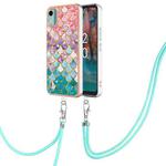 For Nokia C12 Electroplating IMD TPU Phone Case with Lanyard(Colorful Scales)