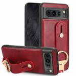 For Google Pixel 8 Wristband Leather Back Phone Case(Red)