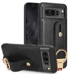 For Google Pixel 8 Wristband Leather Back Phone Case(Black)