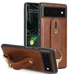 For Google Pixel 6 Pro Wristband Leather Back Phone Case(Brown)