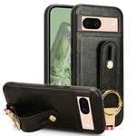 For Google Pixel 8a Wristband Leather Back Phone Case(Black)