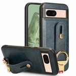 For Google Pixel 8a Wristband Leather Back Phone Case(Blue)