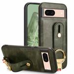 For Google Pixel 8a Wristband Leather Back Phone Case(Green)