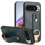 For Google Pixel 9 Pro Wristband Leather Back Phone Case(Blue)