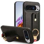 For Google Pixel 9 Pro XL Wristband Leather Back Phone Case(Black)